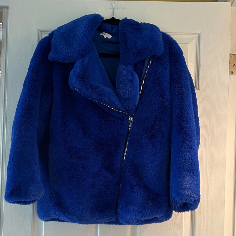 Mistress Rocks Blue Faux Fur Jacket